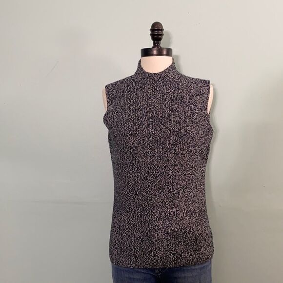 Vintage 90s Speckled Turtle Neck Sweater Tank - Picture 1 of 4